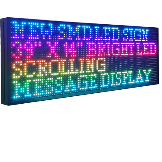CX P10 Outdoor LED Scrolling Sign 39" x 14", WiFi Programmable RGB Text Message Board, High Brightness SMD LED Display for Storefront, Restaurant, School, Church and Business Notices