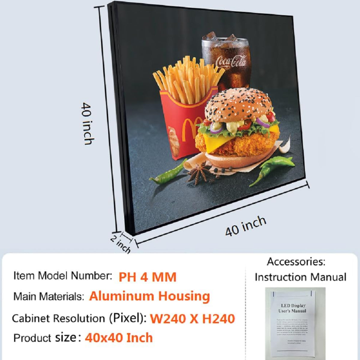 CX P4 Square Outdoor LED Sign 40"×40" – Full-Color Video Display for Business Advertising