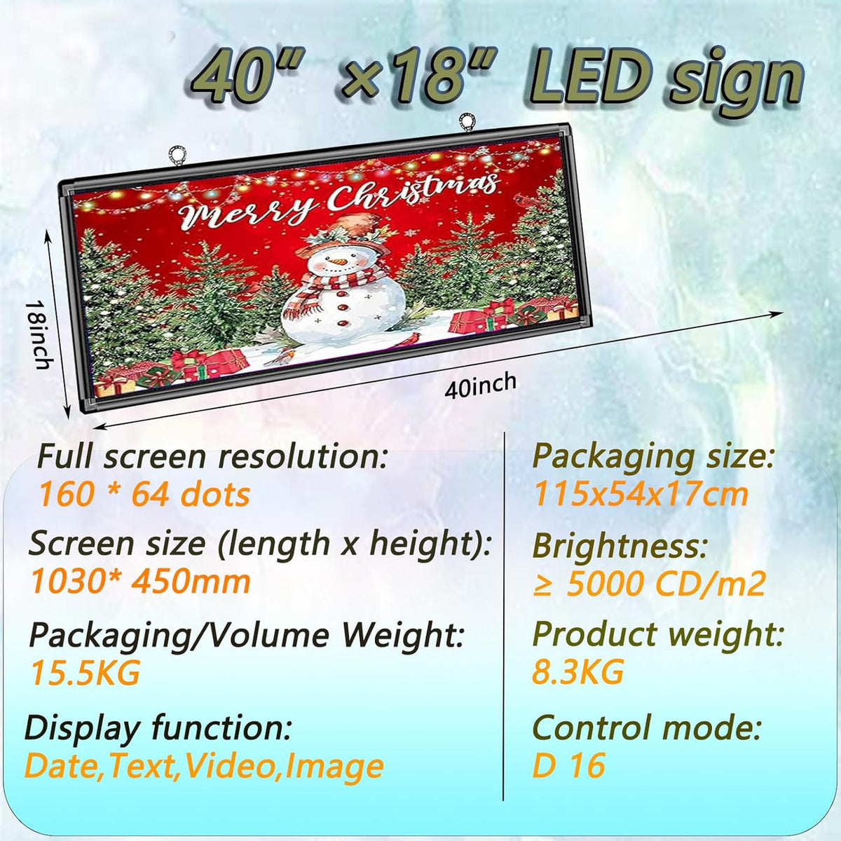 CX P6 Outdoor LED Sign 40"×18" – 6000nits Programmable Display for Business & Restaurant