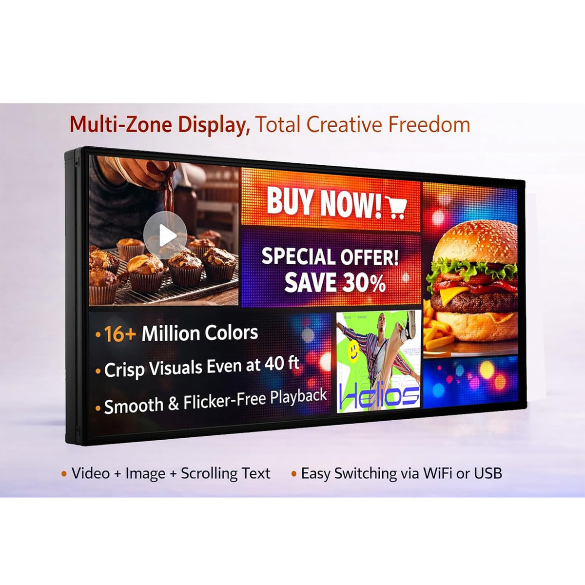 CX P5 Outdoor LED Advertising Board 65"×34" – Waterproof Digital Sign for Business Storefront