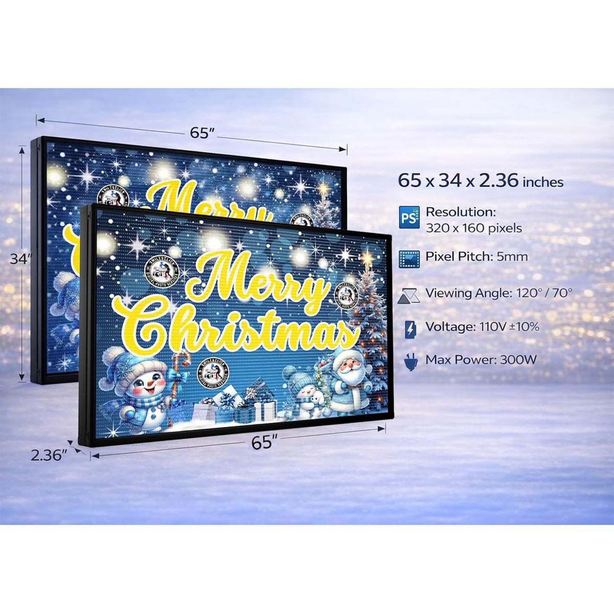 CX P5 Outdoor LED Advertising Board 65"×34" – Waterproof Digital Sign for Business Storefront
