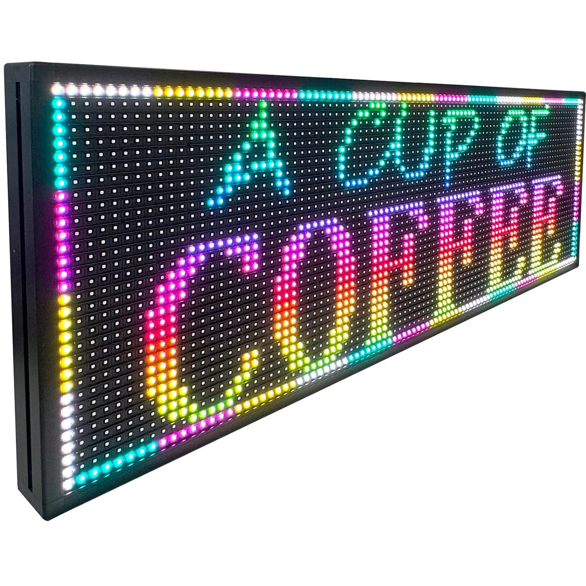 CX P10 Outdoor LED Scrolling Sign 39" x 14", WiFi Programmable RGB Text Message Board, High Brightness SMD LED Display for Storefront, Restaurant, School, Church and Business Notices