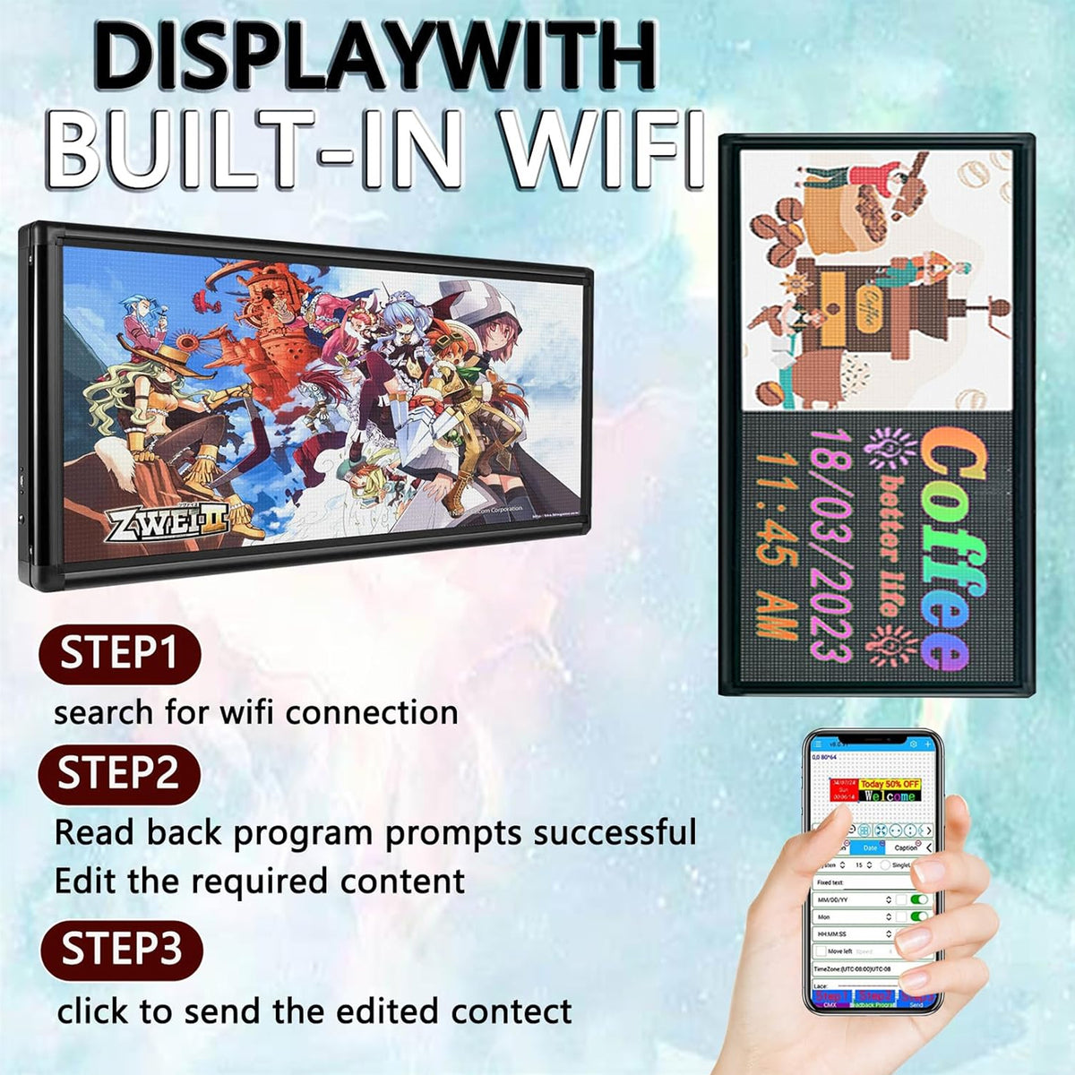 CX P6 Outdoor LED Sign 40"×18" – 6000nits Programmable Display for Business & Restaurant