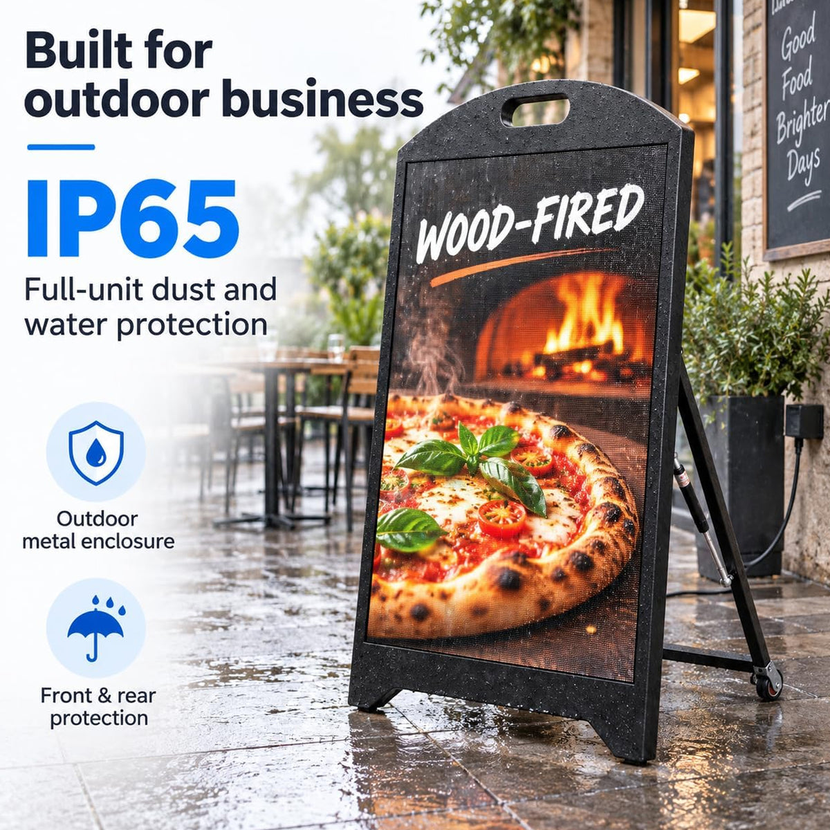 5500 Nit P2.5 Outdoor LED Digital Signage – Programmable LED Sidewalk Sign