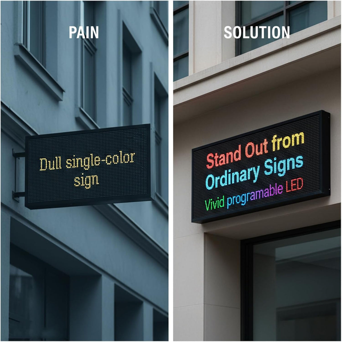 LED Advertising Sign,P5 39x14 Inches Full Color Programmable Digital Board, High Brightness Scrolling Message Display with WiFi & USB Control for Business Promotion