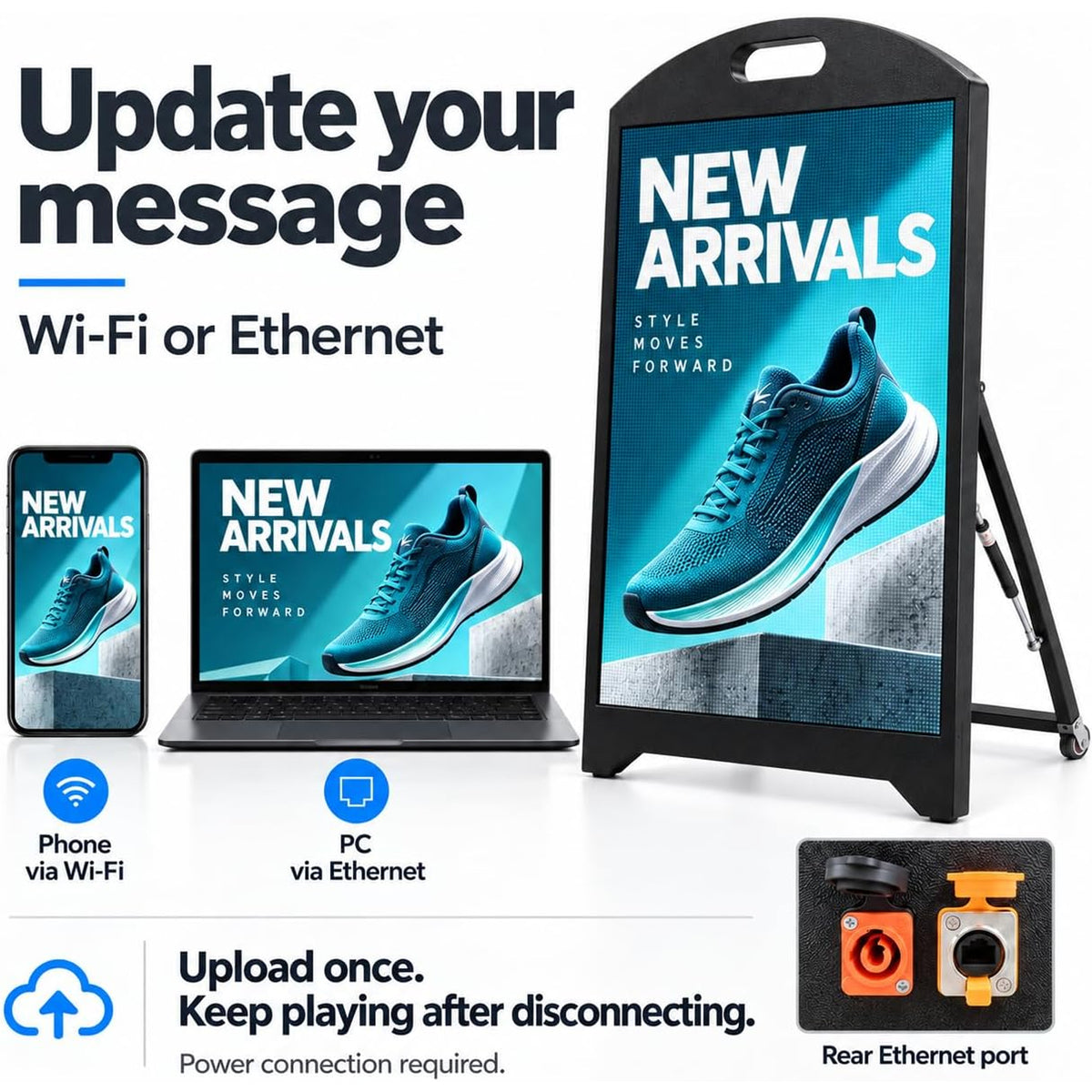 5500 Nit P2.5 Outdoor LED Digital Signage – Programmable LED Sidewalk Sign