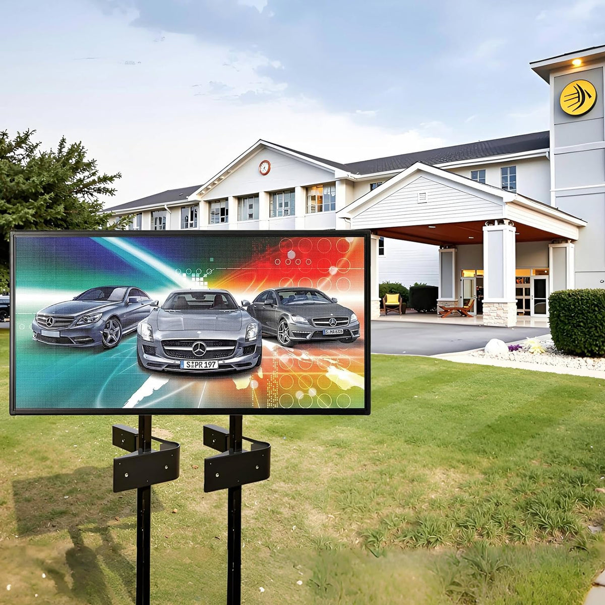 CX P5 Outdoor LED Sign 65" x 34"Full Color Programmable LED Display, IP65 Waterproof High-Brightness Digital Sign with WiFi & USB Control, Scrolling Text Image Video Message Board for Business Advertising